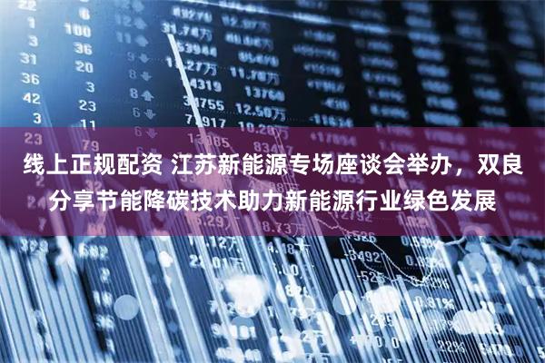 线上正规配资 江苏新能源专场座谈会举办，双良分享节能降碳技术助力新能源行业绿色发展